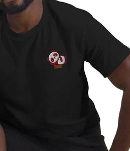 T-shirt noir brodé Panda pour homme, en coton minimaliste, décontracté, à manches courtes et col rond, pour un usage quotidien - Product Image 2