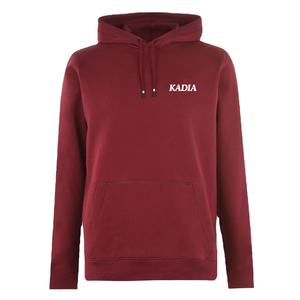 Sudaderas de alta calidad para hombre con logo personalizado, sudaderas extragrandes de algodón grueso color borgoña, sudaderas unisex con capucha. - Product Image 1