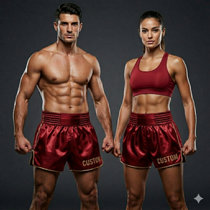 Shorts de Muay Thai personnalisés OEM, vente en gros, sublimation, satin, fabrication en usine, sans décoloration, pour boxe, kickboxing, arts martiaux mixtes - Product Image 1