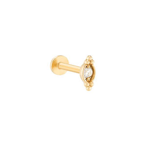 14K Solid Gold <b>Beaded</b> Labret Manufacturer Body-Safe Internal <b>Threading</b> 16G 18G Real Diamond Lab Grown Piercing Factory - Product Image 3