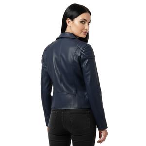 Veste de moto en cuir bleu marine authentique pour femmes, service personnalisé, vente en gros, veste de motard pour femmes, cuir de qualité supérieure, approvisionnement en vrac - Product Image 1