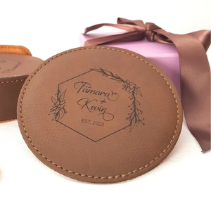 Custom Logo Luxury PU Leather Drink Coaster Set with Holder Waterproof Non Slip Round Beverage Coaster <b>Mat</b> for <b>Bar</b> Hotel Coaster - Product Image 6