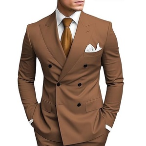 Trajes Formales de 2 Piezas para Hombre de Buena Calidad, Traje de Negocios al por Mayor, Chaqueta y Pantalones, Traje Cruzado para Boda y Fiesta - Product Image 5