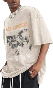 Oversized Graphic T <b>shirts</b> <b>for</b> <b>Men</b> Acid Wash Los Angeles Vintage Tees Streetwear Baggy Cotton <b>Shirts</b> - Product Image 4