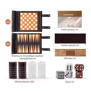 Juego de Backgammon Portátil de Cuero Genuino, Duradero, Enrollable, para Viajes, para Adultos y Niños - Product Image 2