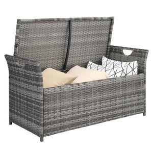 106*52*46cm Iron Frame Footstool Locker Gray Gradient Rattan Storage Unit with Comfortable Can Accommodation - Product Image 6