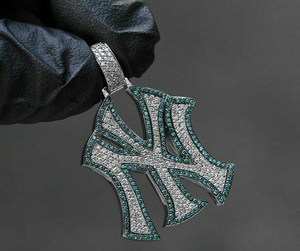Letter Moissanite Pendant 925 Silver Blue Edge Iced Out Hip Hop Unisex <b>Charm</b> - Product Image 5