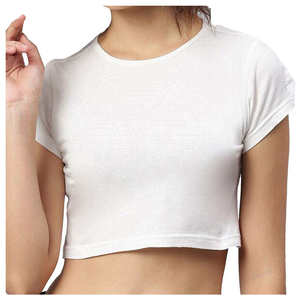 เสื้อครอปท็อปผู้หญิงพรีเมียม สไตล์ลำลองสำหรับฤดูร้อน ผ้าฝ้าย คอทรงโอ ระบายอากาศได้ดี แฟชั่นทันสมัย พร้อมบริการผลิตแบบ OEM ตามสั่ง - Product Image 3
