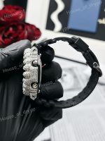 Montre de luxe pour homme en moissanite VVS, analogique-numérique, bracelet en caoutchouc noir, boîtier rond argenté, montre-bracelet