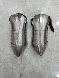 Sabatons médiévaux en acier faits à la main, chaussures d'armure de chevalier, protège-jambes plaqués argent, protection des jambes pour cosplay, sport, Pâques, Halloween - Product Image 3