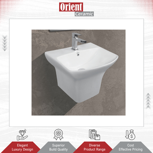Venta al por Mayor de Lavabos de Pared de Cerámica Blanca Sostenible de Primera Calidad con Pedestal Medio a Precio Competitivo - Product Image 3