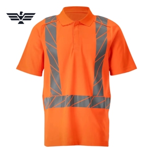 Custom Hi Vis Reflective Safety <b>Polo</b> Shirt with Segmented Reflective Tape Polyester Plus Size High Visibility Workwear - Product Image 1