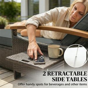 Sofá Cama Gris para Exteriores, Conjunto de Muebles para Terraza, Patio y Jardín - Product Image 4