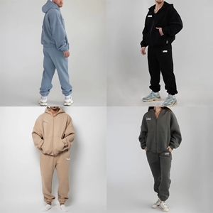 Conjunto de Sudadera con Capucha y Pantalones Deportivos Unisex para Hombre y Mujer, 500 GSM, Talla Grande, Personalizable, con Cierre Completo - Product Image 4
