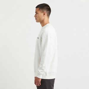 Sweat-shirt surdimensionné pour homme en molleton de coton, coupe décontractée à épaules tombantes, couleur unie blanc - Product Image 4