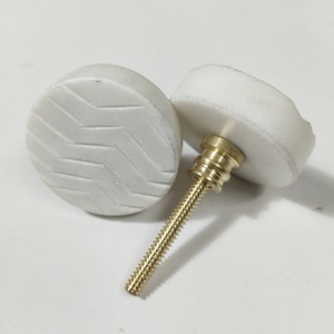 Perilla de puerta de piedra grabada con hojas, tiradores redondos para cajones de armarios, herrajes, tiradores y perillas para muebles de cocina - Product Image 2