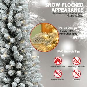 Albero di Natale Artificiale Innevato da 1,5 m con 263 Rami in PVC e 100 LED Bianco Caldo, Base Pieghevole, Decorazioni Natalizie da Interno - Product Image 6