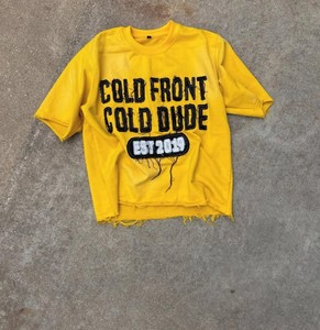 Cold Front Cold Dude T-shirt bleu pour homme à manches courtes, col rond, décontracté, imprimé avec lettres, coupe régulière, tricot jersey - Product Image 3