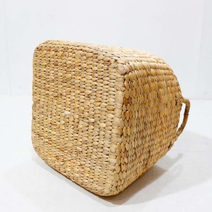 <b>Square</b> Rustic Water Hyacinth Eco-Friendly Handwoven Storage <b>Basket</b> & Belly Hamper with Handles - Product Image 5
