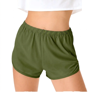 Compra al por mayor pantalones cortos deportivos de cintura alta elástica para mujer en algodón orgánico transpirable, pantalones cortos al por mayor para mujer - Product Image 1