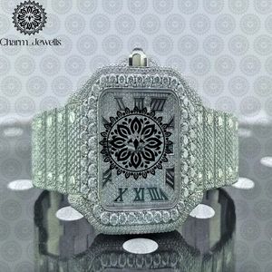 Montre de luxe Charm_Jewells en acier inoxydable, boîtier de 40 mm, mouvement mécanique analogique, date automatique, mode vintage pour homme, accents de diamants - Product Image 1