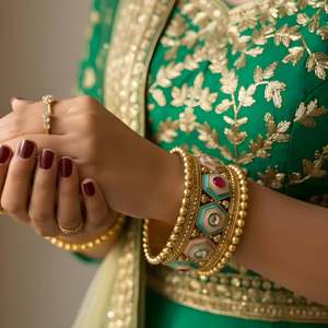Royal Rajwari Luxury Bridal Wedding <b>Bangles</b> <b>Set</b> Traditional Kundan Meena Kari Trendy Peace Design Crystal Rhinestone Party Wear - Product Image 4