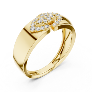 Bague solitaire en or jaune plaqué avec diamant, bijou pour fiançailles, anniversaire et usage quotidien - Product Image 4