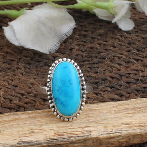 Anillo de Plata de Ley 925 con Turquesa Natural en Engaste Biselado, Piedra Azul Sleeping Beauty, Hecho a Mano, Estilo Boho, para Mujer, Anillo de Fiesta - Product Image 5