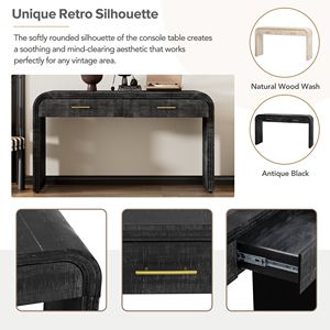 Consolle dal Design Retrò Unico con Due Cassetti Aperti per Ingresso, Sala da Pranzo e Soggiorno - Product Image 5