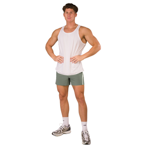 <b>Mens</b> Olive Green <b>Bermuda</b> <b>Shorts</b> Mid Waist Quick Dry Breathable Athletic Gym Workout Training Side Stripe Soft Casual - Product Image 1
