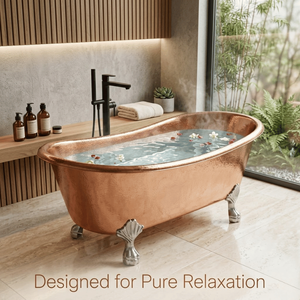 Baignoire autoportante élégante en cuivre martelé avec pieds métalliques décoratifs – Baignoire profonde haut de gamme pour salles de bain inspirées du spa - Product Image 5