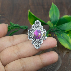 Purple Copper <b>Turquoise</b> <b>Ring</b> 925 Sterling Silver <b>Ring</b> Statement <b>Ring</b> Handmade Design <b>Ring</b> Gemstone <b>Ring</b> <b>Turquoise</b> Jewelry Gift - Product Image 5