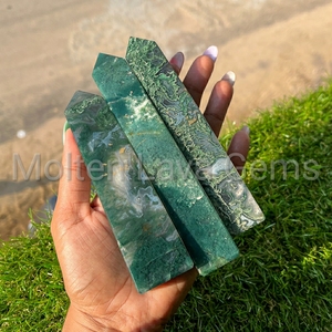 Torre de Ágata Musgosa Natural, Punta de Cristal Verde, Ágata Dendrítica, Piedra Curativa para Reiki, Meditación, Decoración, Venta al por Mayor - Product Image 4