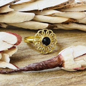 Latest Trendy <b>Labradorite</b> Brass <b>Ring</b> Flower Design Statement <b>Ring</b> 18k Gold Plated Floral <b>Ring</b> Handmade Wholesale <b>Ring</b> For Women - Product Image 3