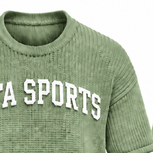 T-shirt en maille vert sauge pour homme, manches courtes, col rond, texturé, décontracté, imprimé personnalisé, streetwear, mode estivale, vente en gros - Product Image 4