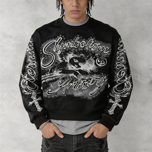 Camiseta de Manga Larga para <span class=keywords><strong>Hombre</strong></span>, de Algodón de Alta Calidad, Diseño Cuadrado, Estampado Gráfico Personalizado, Estilo Desgastado, Talla Grande - Product Image 2