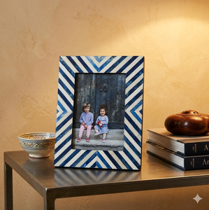 Blue and <b>white</b> bone inlay photo <b>frame</b> at reasonable prices - Product Image 1