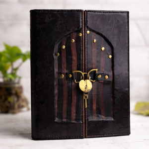 Vintage A5 Black Leather Journal Lockable Door Handmade Antique <b>Diary</b> Notebook Graduation Christmas Personalized Gift - Product Image 3