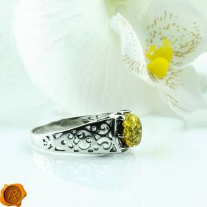 Green Baltic Amber Silver <b>Ring</b> Large Chunky 925 Sterling Silver Gemstone <b>Ring</b> Unisex Jewelry For Men Women - Product Image 3