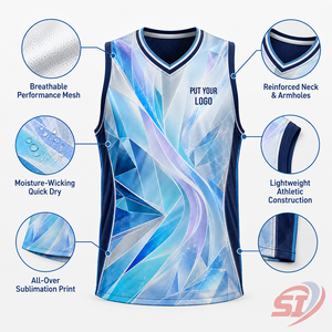 Diseña Tu Propia Camiseta de Baloncesto, Nombre y Número Personalizados, Sublimación, Transpirable, Ecológica, de Secado Rápido, Uniforme de Equipo, Top Arctic Prism - Product Image 4
