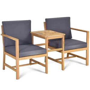 Conjunto de Muebles de Jardín 3 en 1 de Madera de Acacia con Sofá de Dos Plazas y Mesa de Centro Separable - Product Image 1