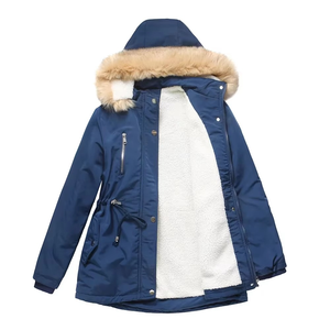 Chaqueta Parka de Invierno para Mujer, de Cuero Genuino, Transpirable, con Estampado Animal y Ribete de Piel, Acolchada, Cortavientos, de Manga Larga - Product Image 4