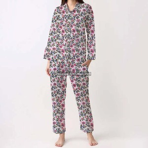 Verano algodón Floral bloque impreso niñas pijama Primavera/Verano Floral/personaje/letra/patrón/vacaciones/patrón de árbol de coco - Product Image 1