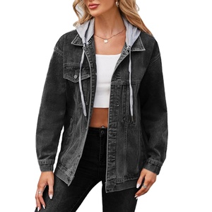 แจ็กเก็ตยีนส์มีฮู้ดสำหรับผู้ชายเสื้อแจ็กเก็ตยีนส์มีฮู้ดสำหรับผู้หญิงสไตล์อินเทรนด์ - Product Image 1