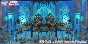Bollwood-escenario de Noche de Recepción temática blanca, escenario de boda india glamurosa, pilar de bollwood, decoración de escenario de boda real - Product Image 5