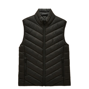 OEM Service Adult <b>Men's</b> Windproof Breathable Winter Puffer <b>Vest</b> <b>Black</b> Color Outdoor Sleeveless Zip-Up Casual Wear with Pocket - Product Image 1