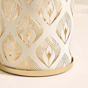Golden Leaf Pattern Cylinder <b>Candle</b> <b>Holder</b> 20cm <b>Tall</b> Durable Home Decoration - Product Image 4
