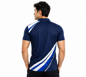 Polo personnalisé bleu et blanc pour homme, sublimation, séchage rapide, respirant, polyester, uniforme d'équipe de golf, logo personnalisé - Product Image 4