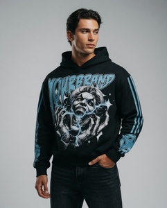Sudadera con Capucha Negra Personalizada para Hombre, Estilo Punk con Estampado de Joker, Diseño Desgastado, Ropa Urbana Y2K, Forro Polar, 100% Algodón Orgánico, Otoño - Product Image 3
