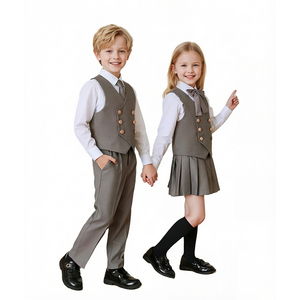 Ensemble de gilets d'uniforme scolaire pour garçons et filles, maternelle, primaire, lycée, gilet sans manches, vêtements scolaires formels pour étudiants, design personnalisé - Product Image 5